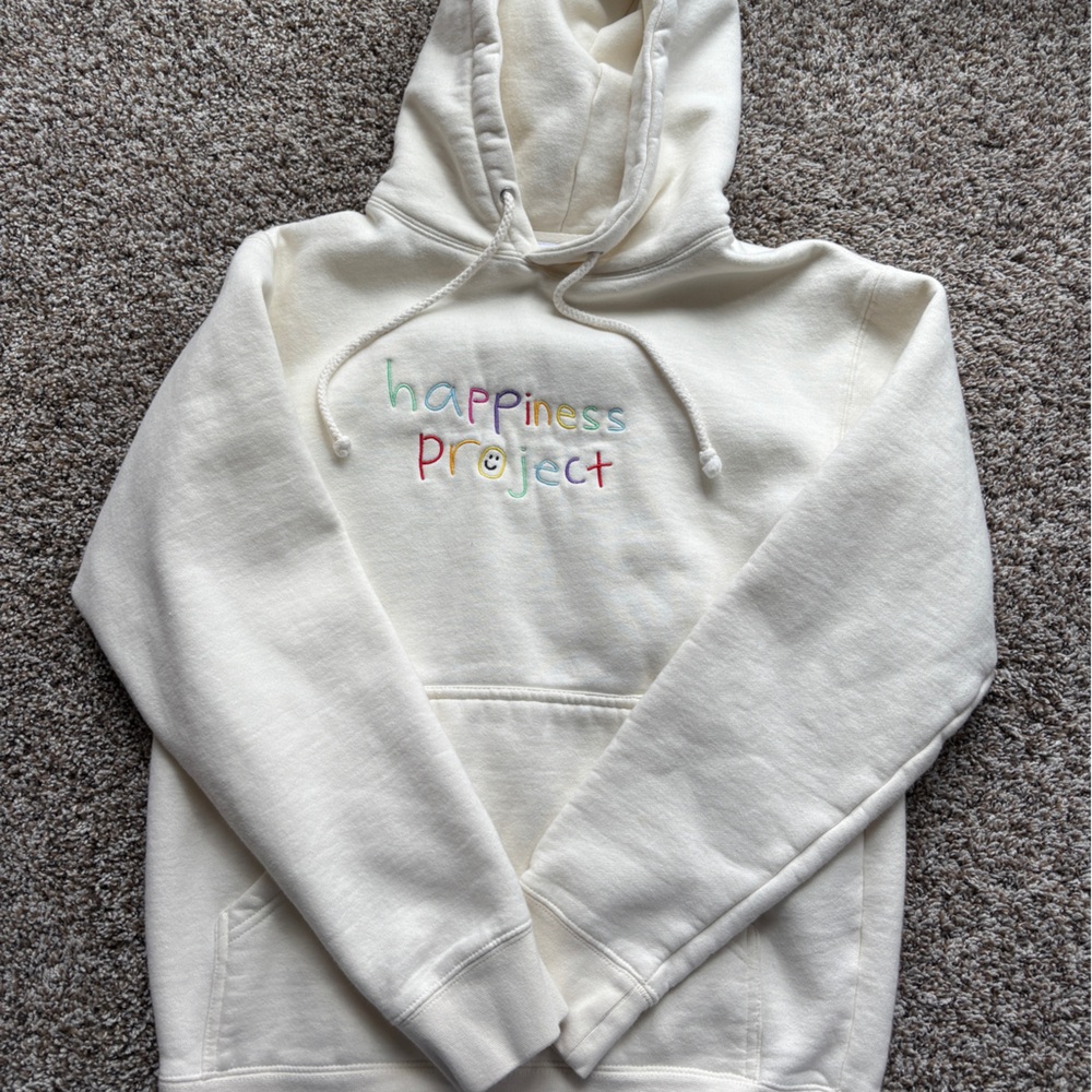 Happiness Project Yellow Embroidered Hoodie
